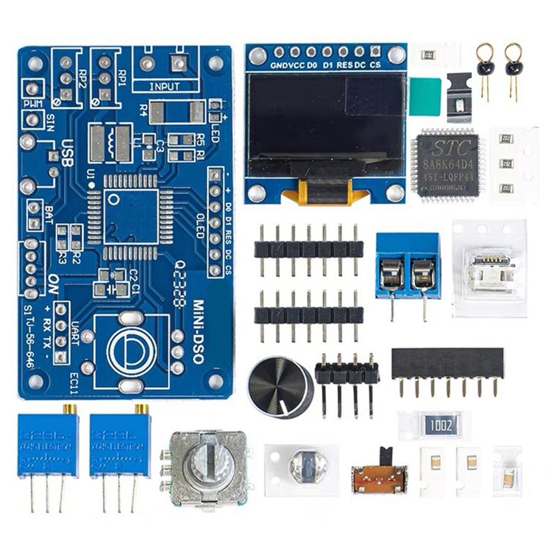 Diy Electronics Components Kit - Kit d'oscilloscope numérique DIY AT14, composants