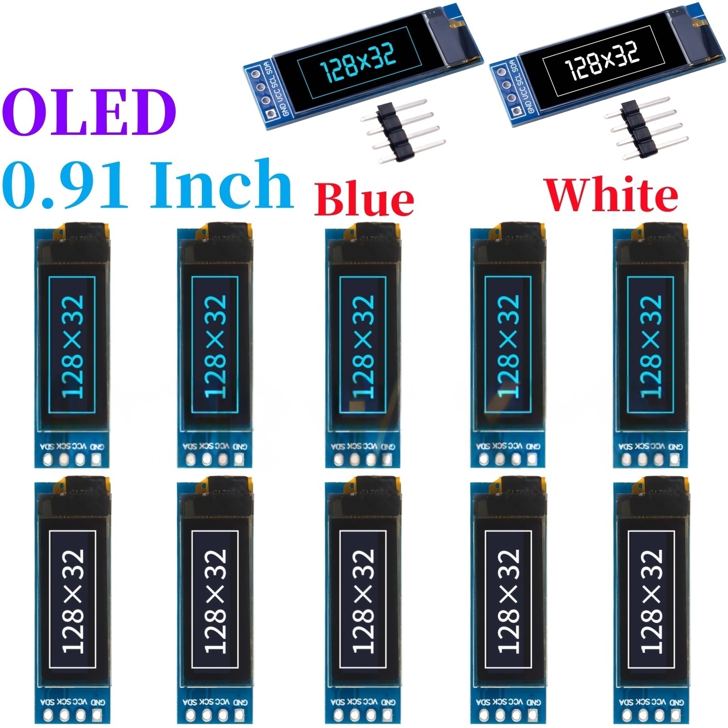 I2C Lcd Display - Module d'affichage OLED LCD blanc/bleu 0,91