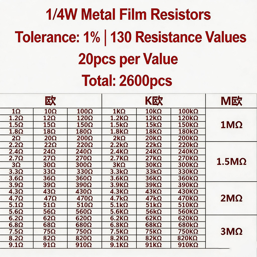 Lot de 2600 résistances à film - Diy Electronics Components Kit avis et prix