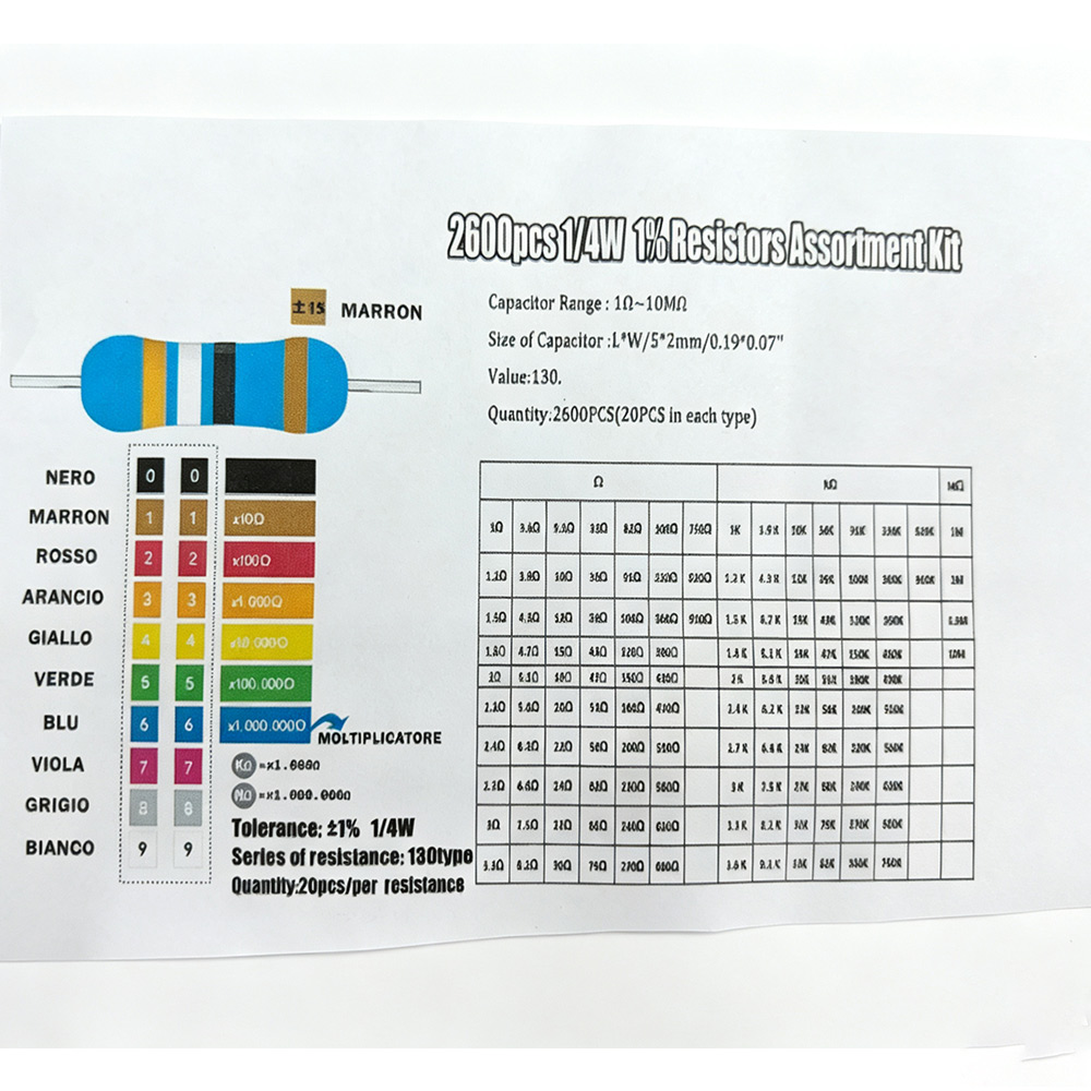 Lot de 2600 résistances à film - Diy Electronics Components Kit avis et prix